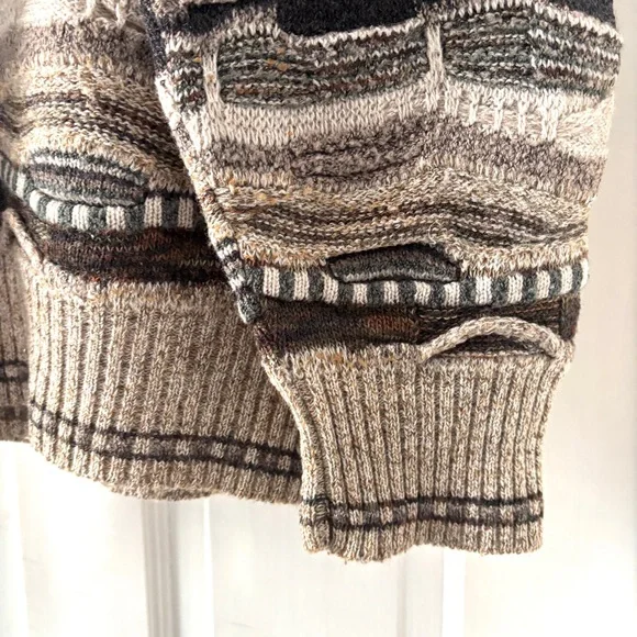 Norm Thompson Vintage Sweater Mens Textured Coogi Style Brown Medium - Picture 7 of 13